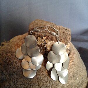 Vintage  80's Earrings Silver Tone Metal